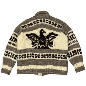 Vintage Thunderbird Cowichan Wool Knit Zip Up Sweater